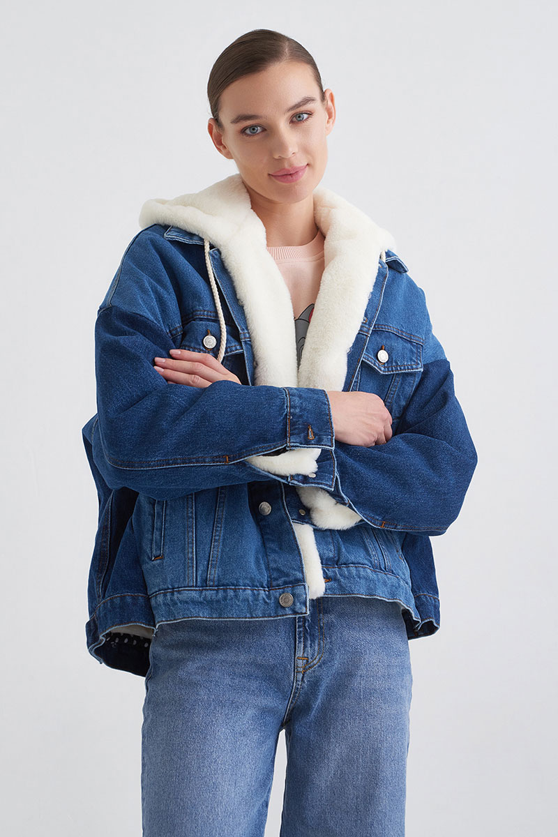 mayorgo.ru | Джинсовая куртка oversize с искусственным мехом Fabe B-MQ521 POKO