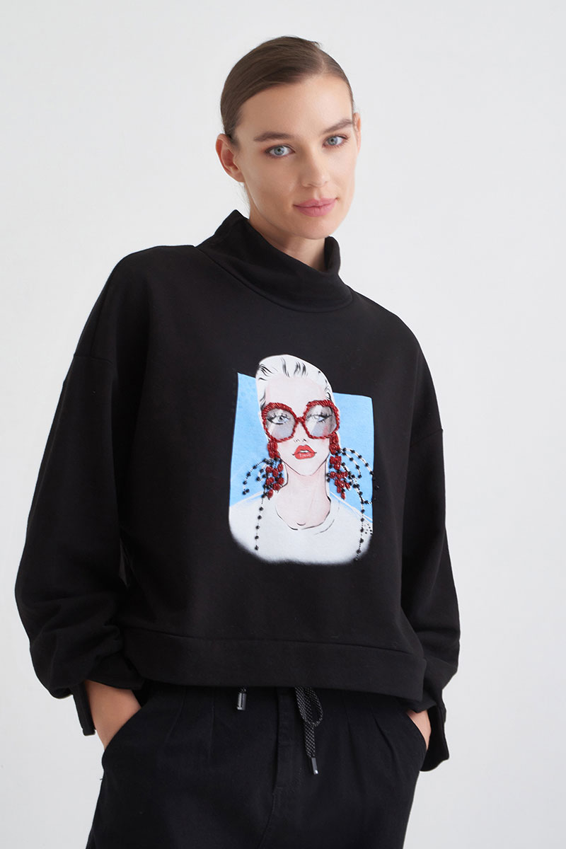 mayorgo.ru | Толстовка прямого силуэта с принтом Fabe B-W2092