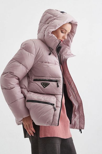 MAYORGO Укороченная стеганная куртка с капюшоном 