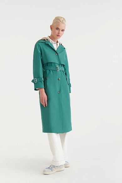 MAYORGO Хлопковый тренч с капюшоном 