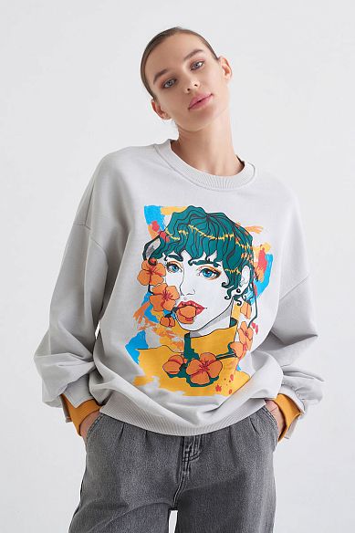 MAYORGO Толстовка oversize с принтом 