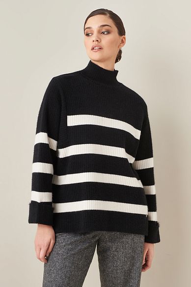 MAYORGO Объмный свитер в полоску с шерстью 
