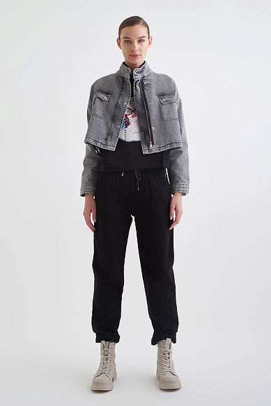 MAYORGO Укороченная джинсовая куртка oversize 