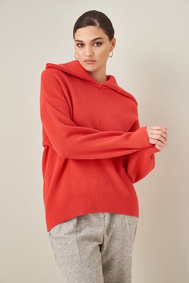 MAYORGO Свитер из органической шерсти и хлопка с объемным воротником 