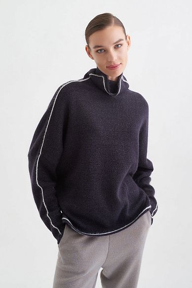 MAYORGO Свитер с высоким воротником из хлопкового трикотажа 