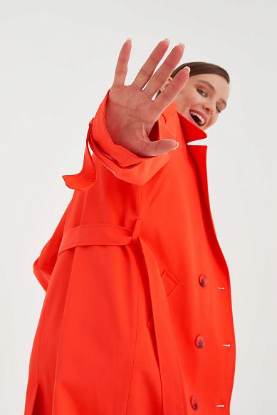 MAYORGO Двубортный тренч из хлопка 